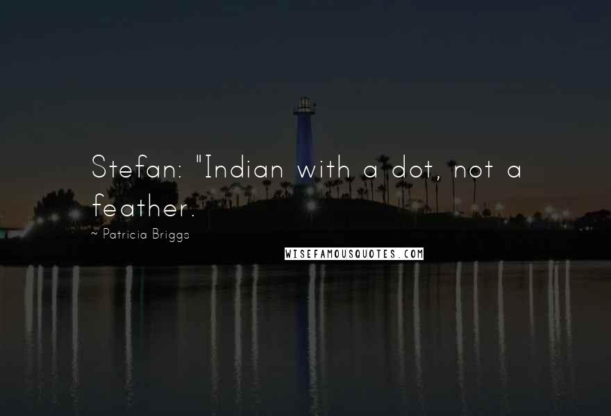 Patricia Briggs Quotes: Stefan: "Indian with a dot, not a feather.