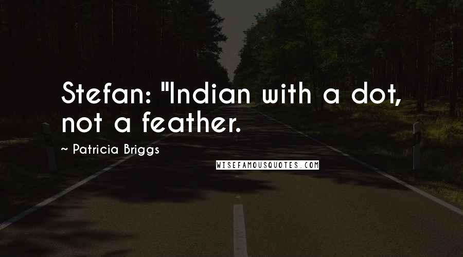 Patricia Briggs Quotes: Stefan: "Indian with a dot, not a feather.
