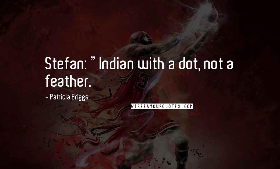 Patricia Briggs Quotes: Stefan: "Indian with a dot, not a feather.