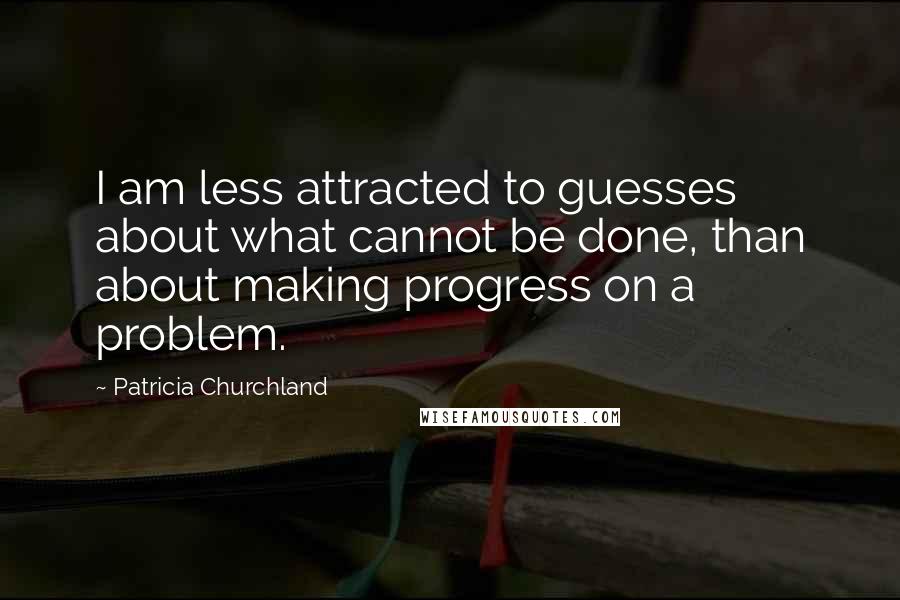 Patricia Churchland Quotes: I am less attracted to guesses about what cannot be done, than about making progress on a problem.