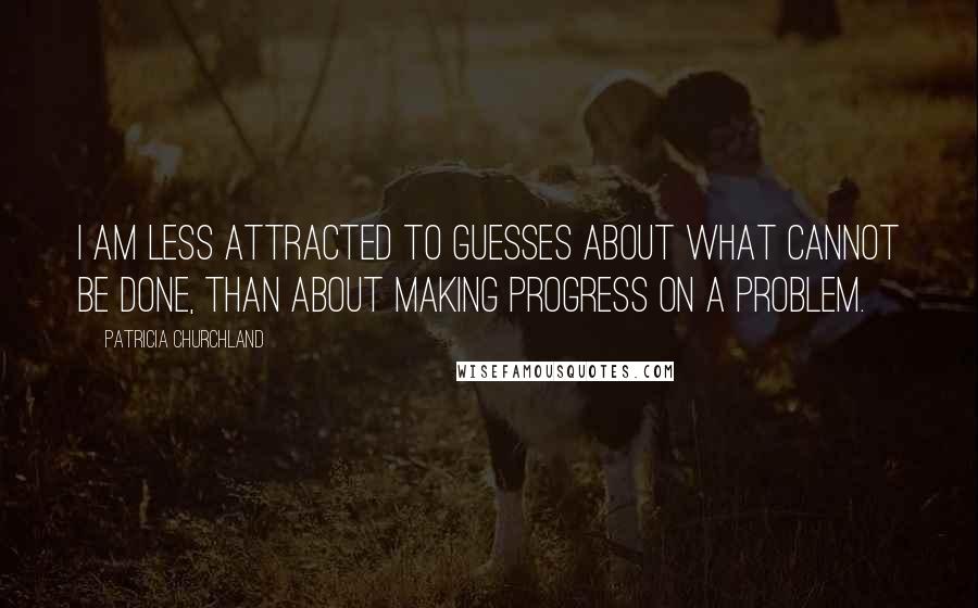 Patricia Churchland Quotes: I am less attracted to guesses about what cannot be done, than about making progress on a problem.