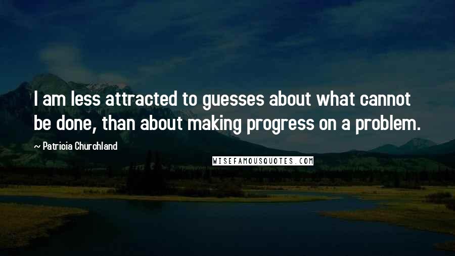 Patricia Churchland Quotes: I am less attracted to guesses about what cannot be done, than about making progress on a problem.