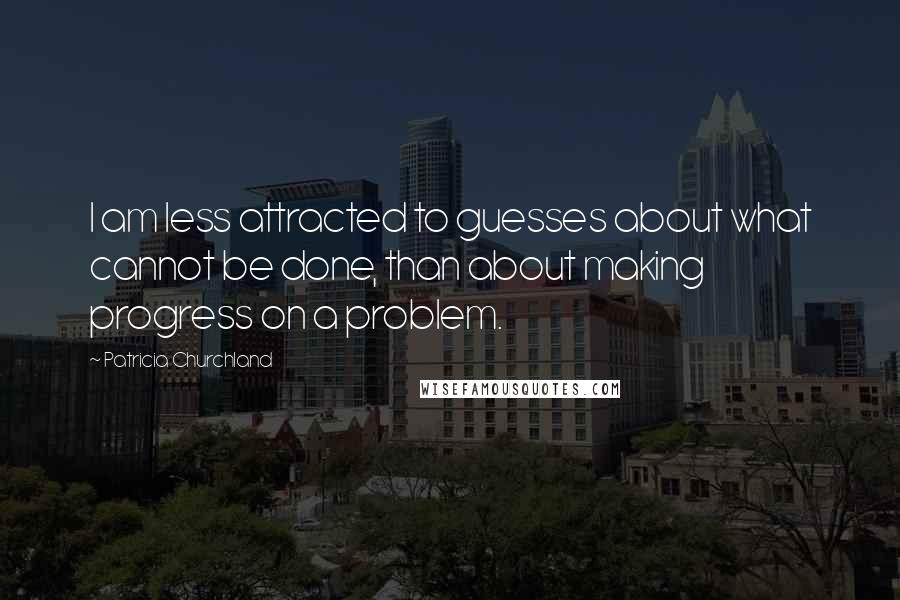 Patricia Churchland Quotes: I am less attracted to guesses about what cannot be done, than about making progress on a problem.