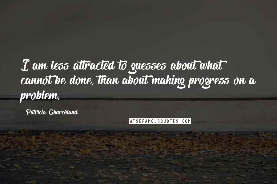 Patricia Churchland Quotes: I am less attracted to guesses about what cannot be done, than about making progress on a problem.