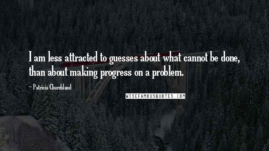 Patricia Churchland Quotes: I am less attracted to guesses about what cannot be done, than about making progress on a problem.