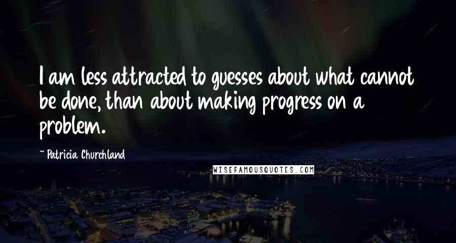 Patricia Churchland Quotes: I am less attracted to guesses about what cannot be done, than about making progress on a problem.