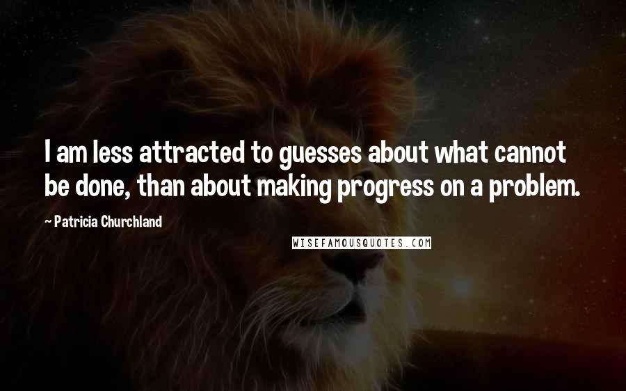 Patricia Churchland Quotes: I am less attracted to guesses about what cannot be done, than about making progress on a problem.