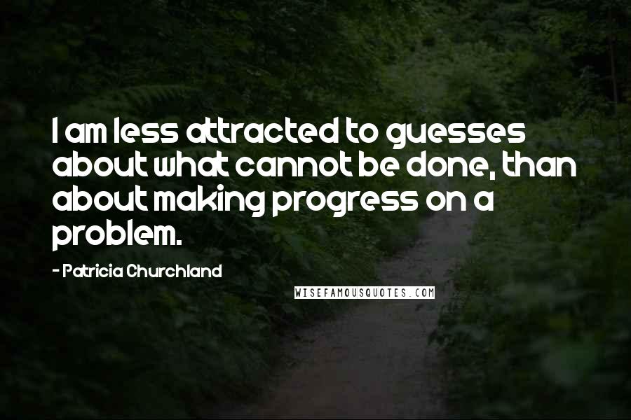 Patricia Churchland Quotes: I am less attracted to guesses about what cannot be done, than about making progress on a problem.