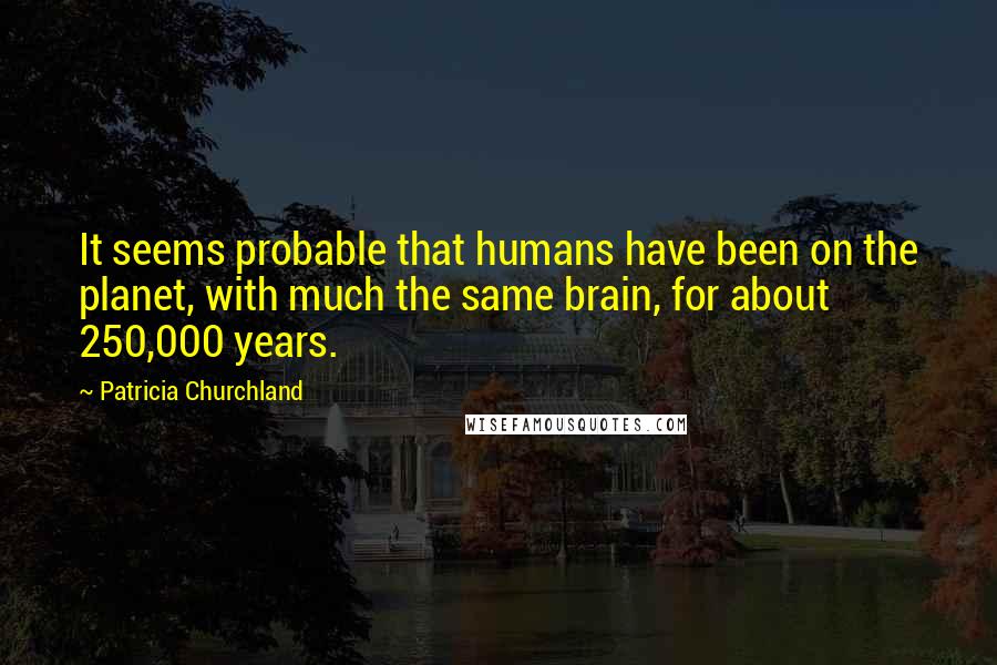 Patricia Churchland Quotes: It seems probable that humans have been on the planet, with much the same brain, for about 250,000 years.
