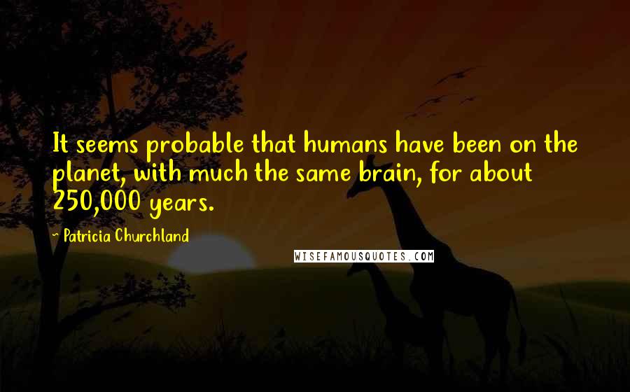 Patricia Churchland Quotes: It seems probable that humans have been on the planet, with much the same brain, for about 250,000 years.