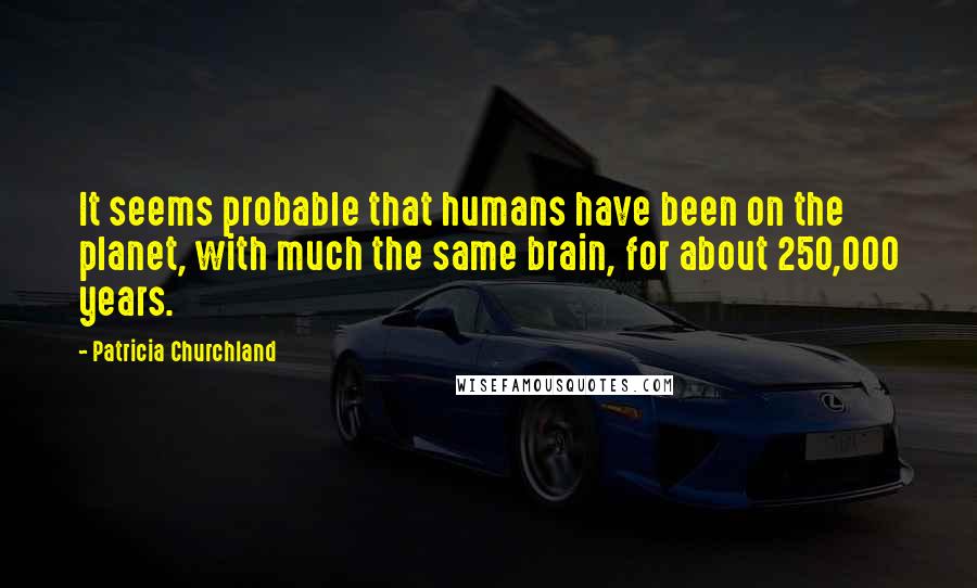 Patricia Churchland Quotes: It seems probable that humans have been on the planet, with much the same brain, for about 250,000 years.
