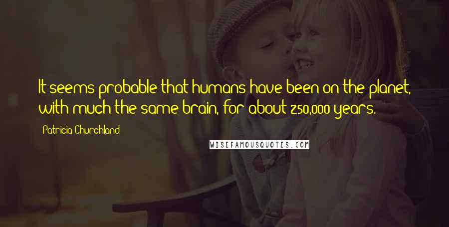 Patricia Churchland Quotes: It seems probable that humans have been on the planet, with much the same brain, for about 250,000 years.