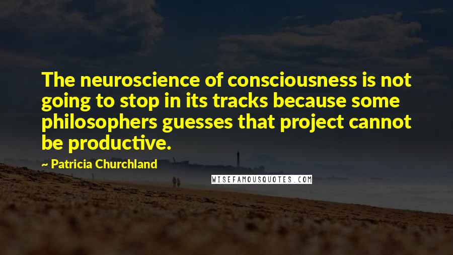 Patricia Churchland Quotes: The neuroscience of consciousness is not going to stop in its tracks because some philosophers guesses that project cannot be productive.