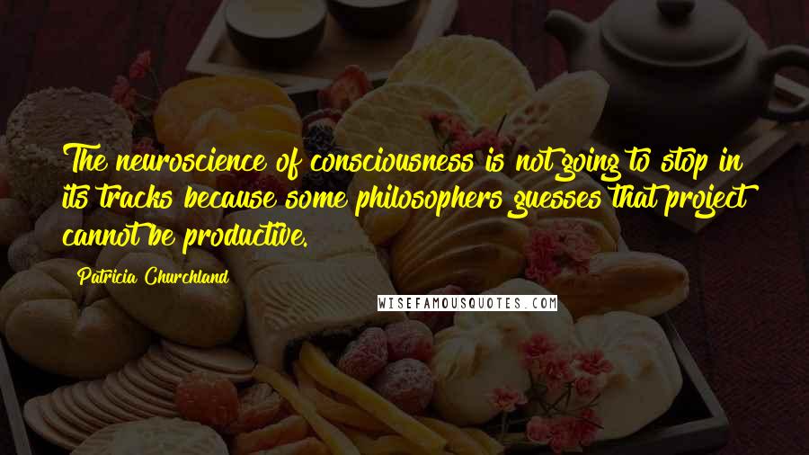 Patricia Churchland Quotes: The neuroscience of consciousness is not going to stop in its tracks because some philosophers guesses that project cannot be productive.