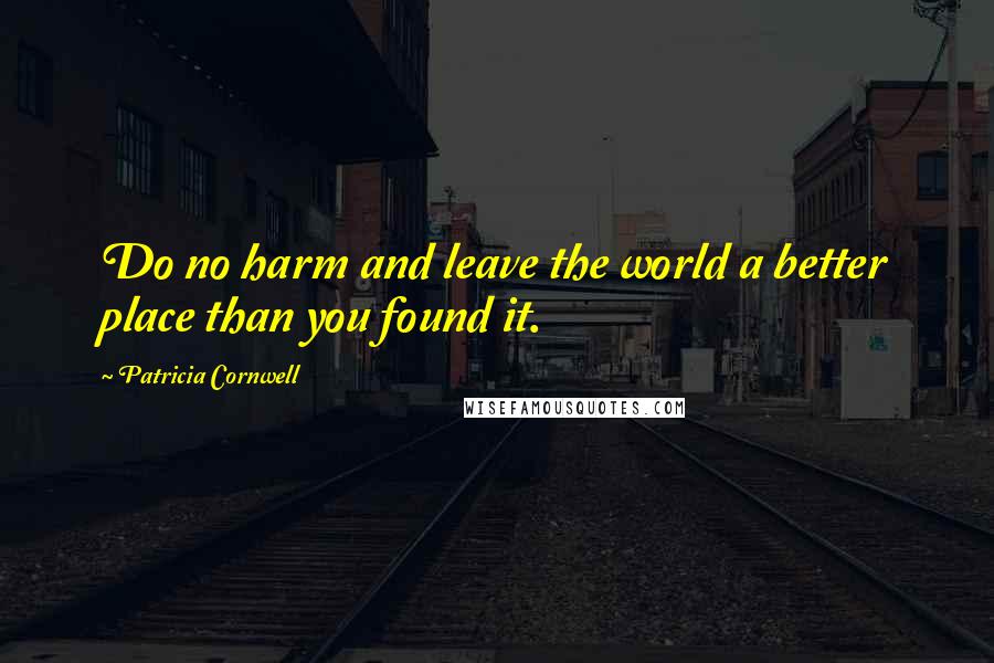 Patricia Cornwell Quotes: Do no harm and leave the world a better place than you found it.