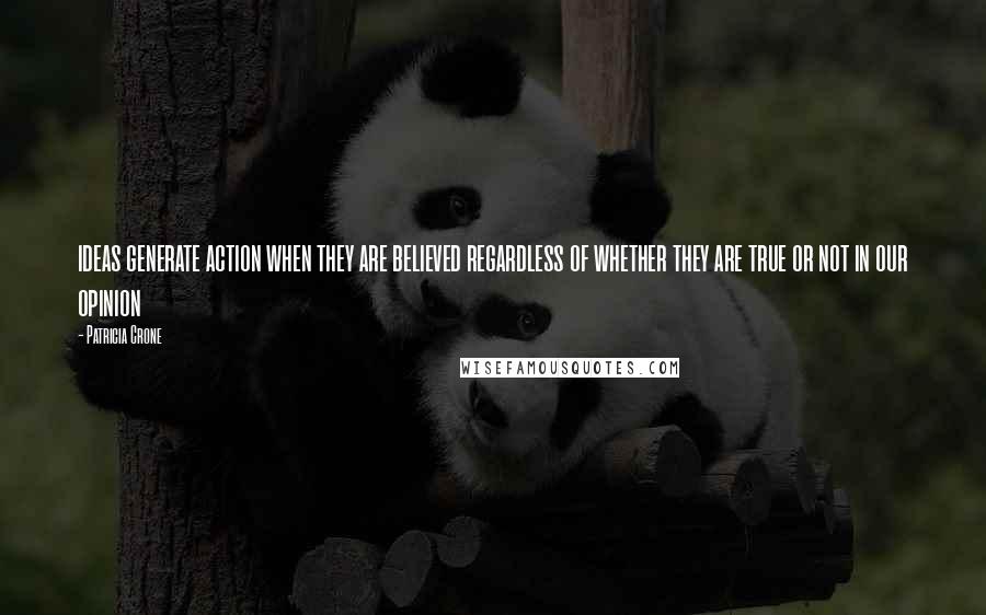 Patricia Crone Quotes: ideas generate action when they are believed regardless of whether they are true or not in our opinion