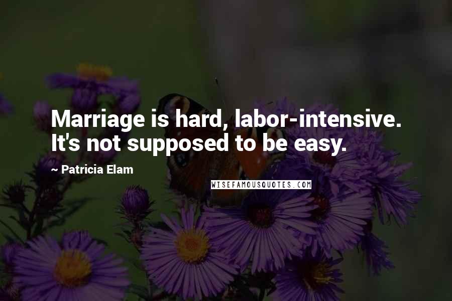Patricia Elam Quotes: Marriage is hard, labor-intensive. It's not supposed to be easy.