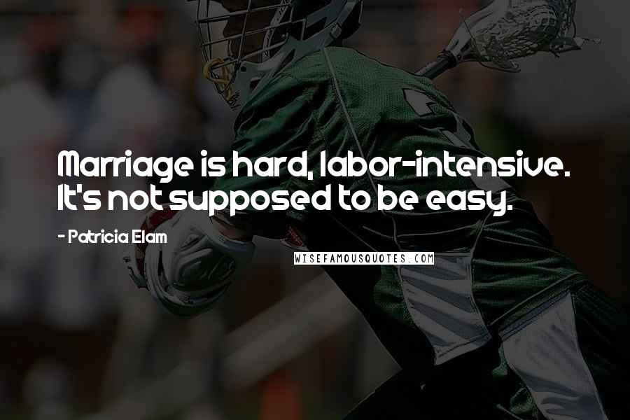 Patricia Elam Quotes: Marriage is hard, labor-intensive. It's not supposed to be easy.