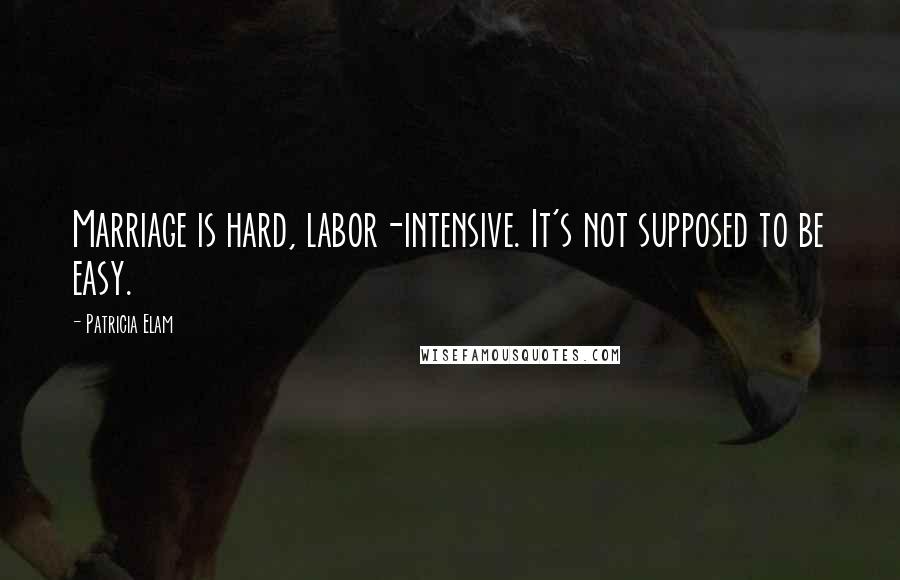 Patricia Elam Quotes: Marriage is hard, labor-intensive. It's not supposed to be easy.