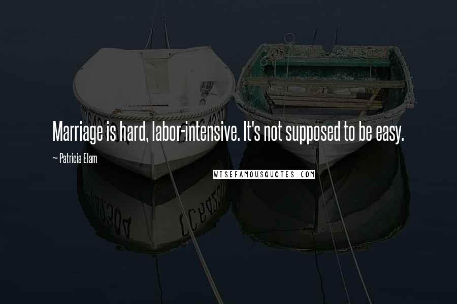 Patricia Elam Quotes: Marriage is hard, labor-intensive. It's not supposed to be easy.