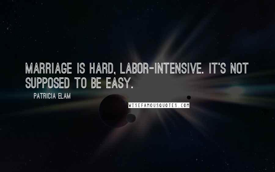 Patricia Elam Quotes: Marriage is hard, labor-intensive. It's not supposed to be easy.