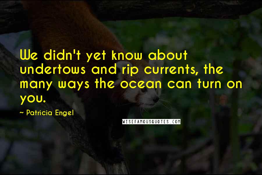 Patricia Engel Quotes: We didn't yet know about undertows and rip currents, the many ways the ocean can turn on you.