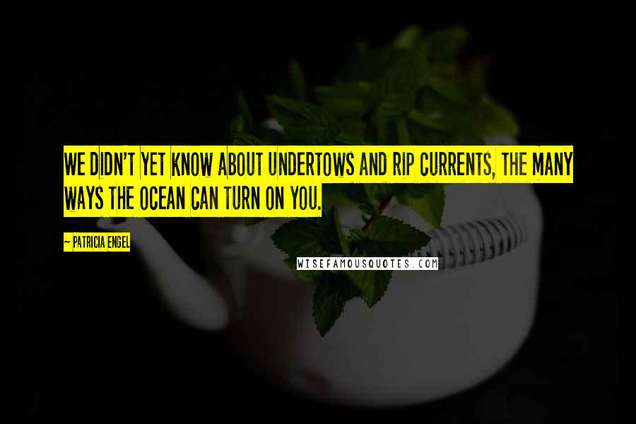 Patricia Engel Quotes: We didn't yet know about undertows and rip currents, the many ways the ocean can turn on you.