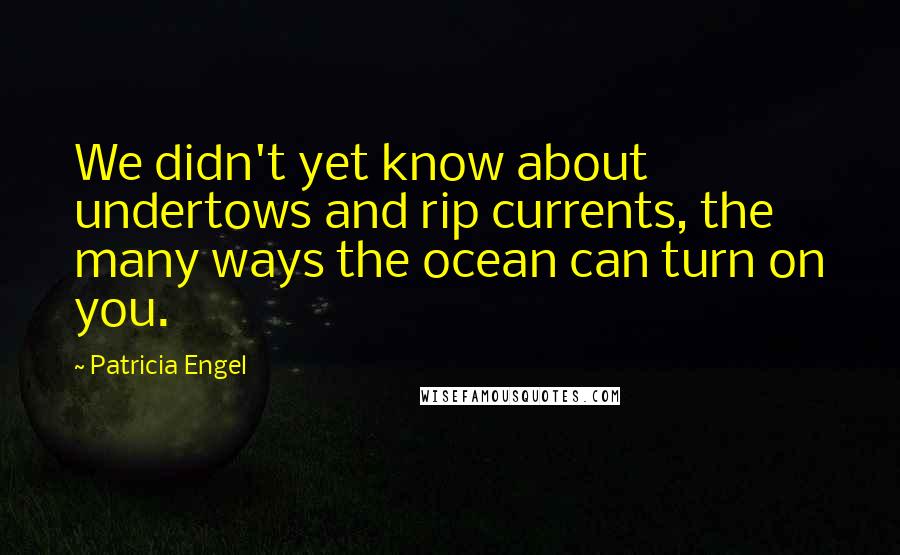 Patricia Engel Quotes: We didn't yet know about undertows and rip currents, the many ways the ocean can turn on you.