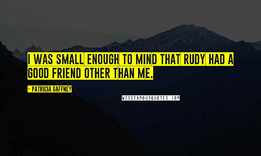 Patricia Gaffney Quotes: I was small enough to mind that Rudy had a good friend other than me.