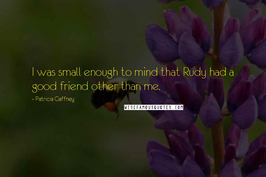 Patricia Gaffney Quotes: I was small enough to mind that Rudy had a good friend other than me.