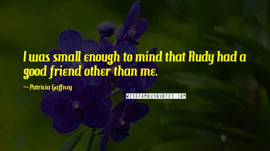 Patricia Gaffney Quotes: I was small enough to mind that Rudy had a good friend other than me.