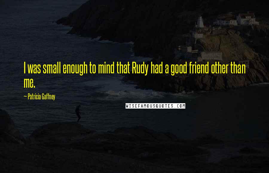 Patricia Gaffney Quotes: I was small enough to mind that Rudy had a good friend other than me.