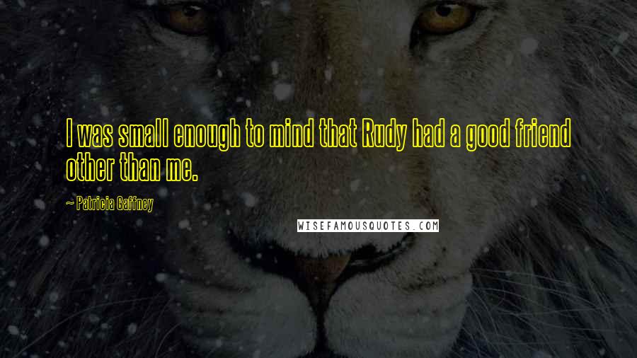 Patricia Gaffney Quotes: I was small enough to mind that Rudy had a good friend other than me.