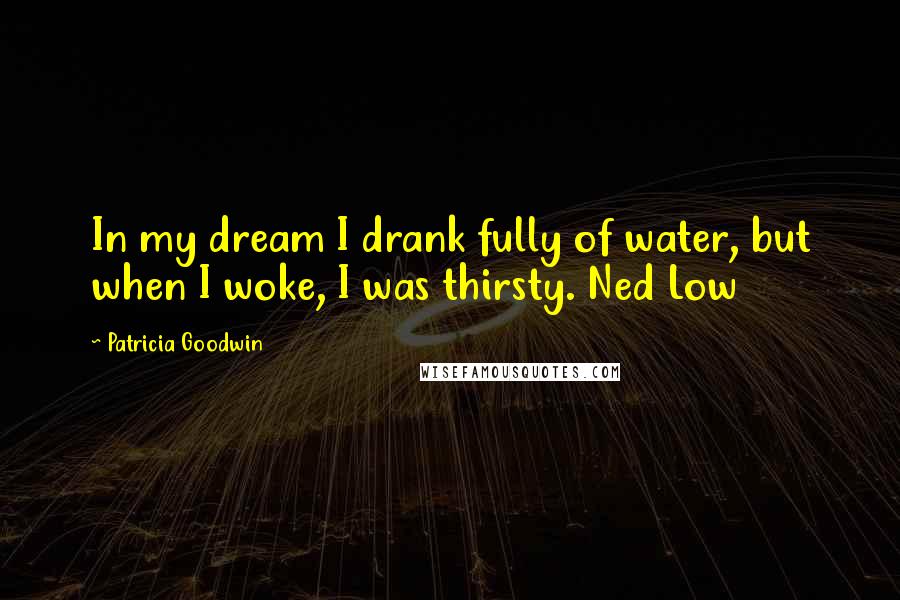 Patricia Goodwin Quotes: In my dream I drank fully of water, but when I woke, I was thirsty. Ned Low