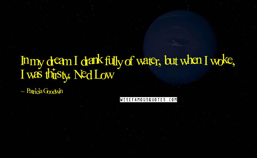 Patricia Goodwin Quotes: In my dream I drank fully of water, but when I woke, I was thirsty. Ned Low