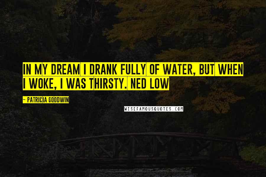 Patricia Goodwin Quotes: In my dream I drank fully of water, but when I woke, I was thirsty. Ned Low