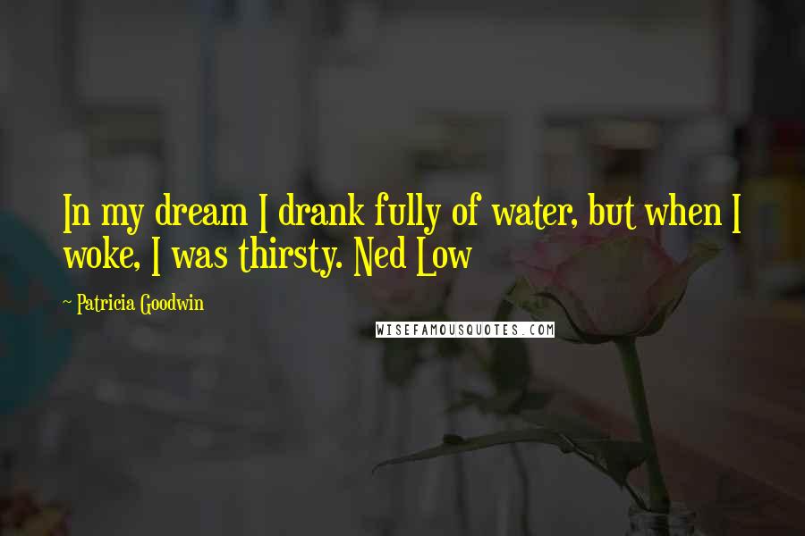 Patricia Goodwin Quotes: In my dream I drank fully of water, but when I woke, I was thirsty. Ned Low