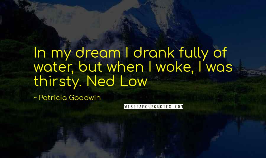 Patricia Goodwin Quotes: In my dream I drank fully of water, but when I woke, I was thirsty. Ned Low