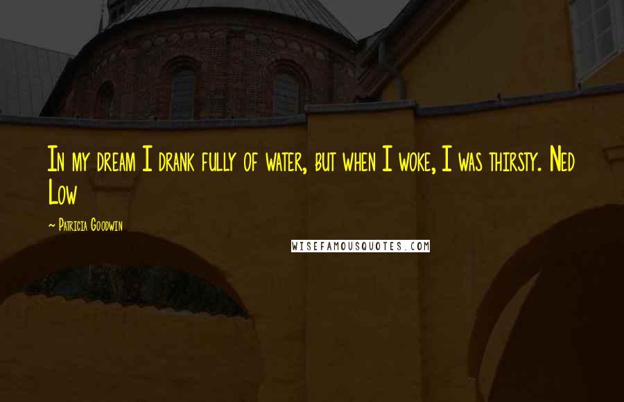 Patricia Goodwin Quotes: In my dream I drank fully of water, but when I woke, I was thirsty. Ned Low