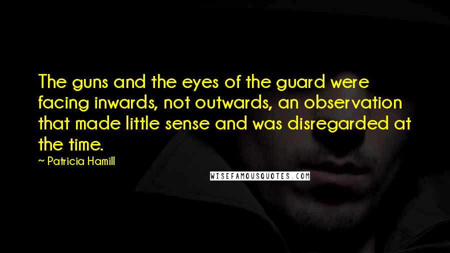 Patricia Hamill Quotes: The guns and the eyes of the guard were facing inwards, not outwards, an observation that made little sense and was disregarded at the time.