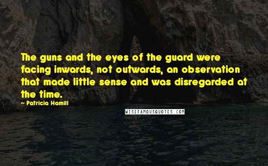 Patricia Hamill Quotes: The guns and the eyes of the guard were facing inwards, not outwards, an observation that made little sense and was disregarded at the time.