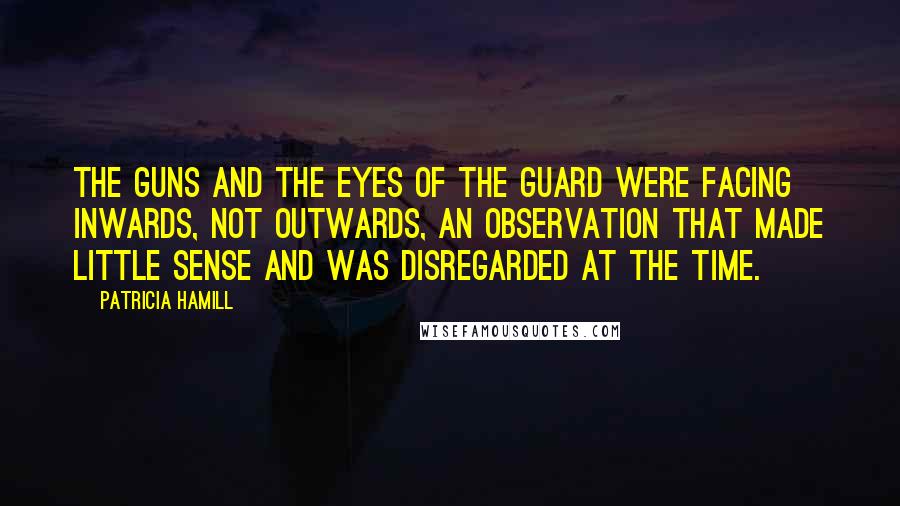 Patricia Hamill Quotes: The guns and the eyes of the guard were facing inwards, not outwards, an observation that made little sense and was disregarded at the time.