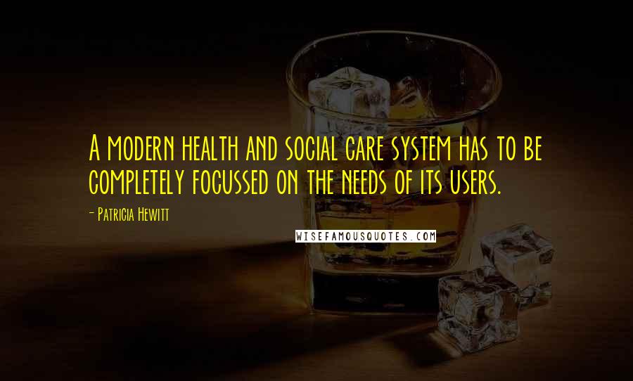 Patricia Hewitt Quotes: A modern health and social care system has to be completely focussed on the needs of its users.