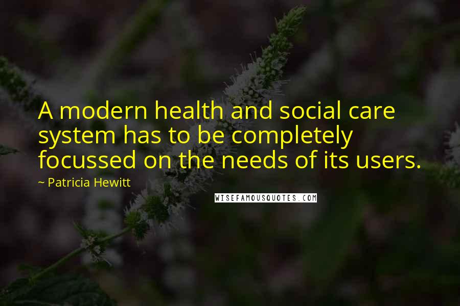 Patricia Hewitt Quotes: A modern health and social care system has to be completely focussed on the needs of its users.