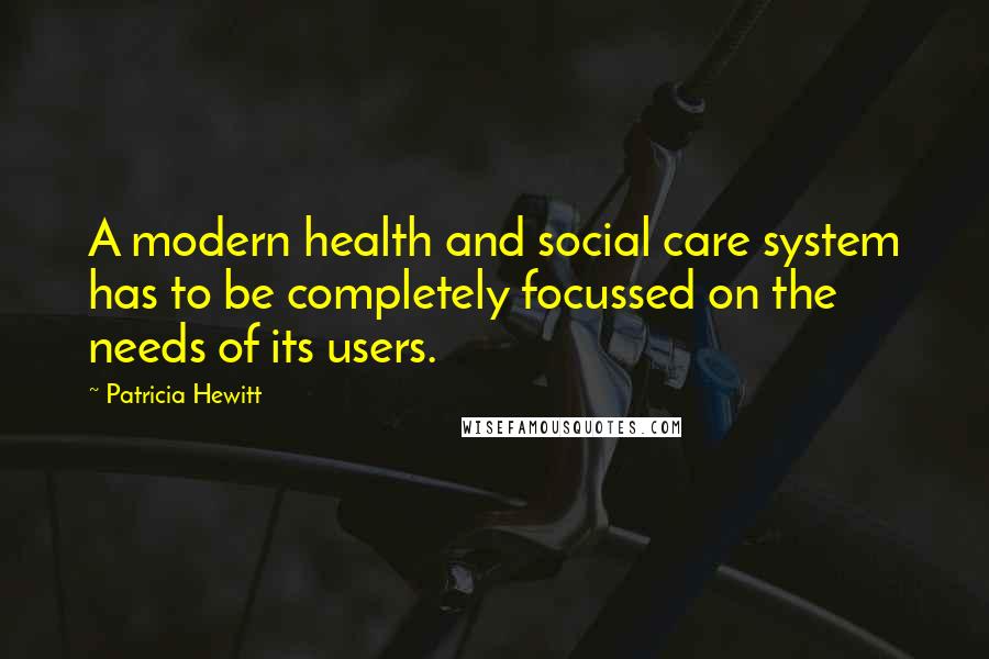 Patricia Hewitt Quotes: A modern health and social care system has to be completely focussed on the needs of its users.