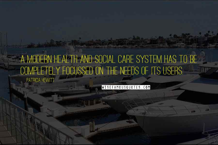 Patricia Hewitt Quotes: A modern health and social care system has to be completely focussed on the needs of its users.