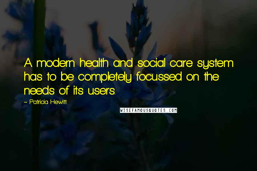 Patricia Hewitt Quotes: A modern health and social care system has to be completely focussed on the needs of its users.