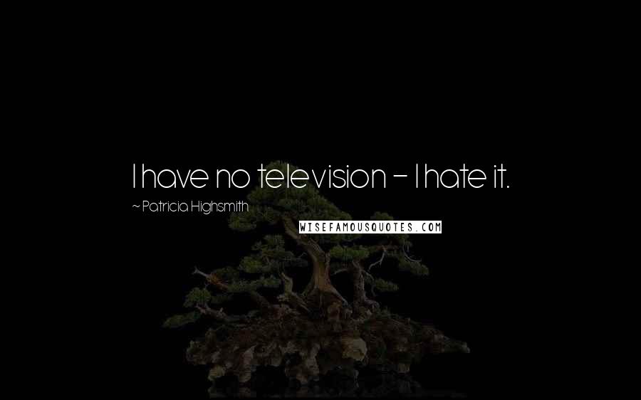 Patricia Highsmith Quotes: I have no television - I hate it.