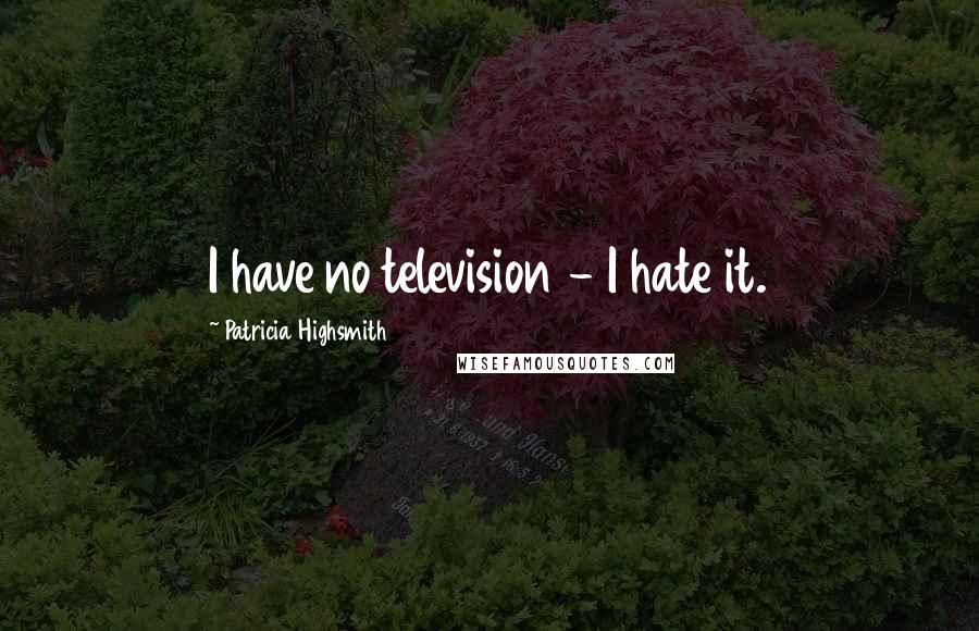 Patricia Highsmith Quotes: I have no television - I hate it.