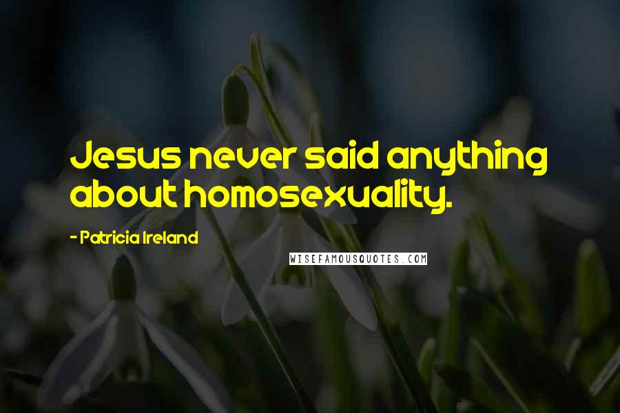 Patricia Ireland Quotes: Jesus never said anything about homosexuality.